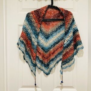 HANDMADE Crochet Chevron Triangular Shiny Shawl